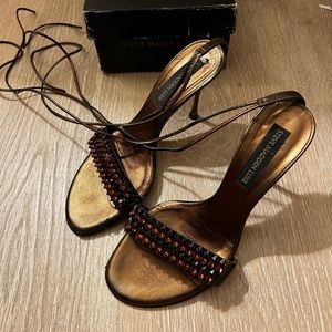 Steve Madden Luxe, Bronze Leather Strappy Lace Up Sandal, SIZE 9